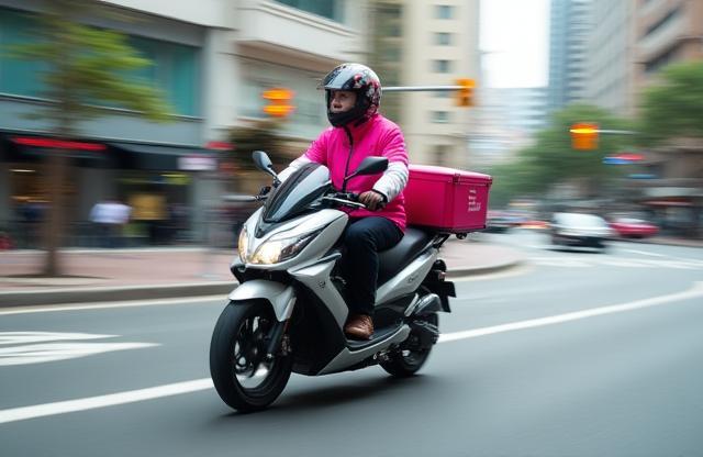 バイク便の配達員